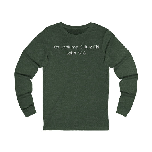"You Call Me CHOZEN" Scripture Top, Inspirational Apparel, Faith-Based Gift, Christian Long sleeve Tee