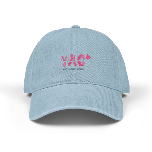 Cute Embroidered Denim Hat - YAC, Fashionable Cap, Gift for Him/Her, Casual Wear, Summer Accessory, Personalized Style